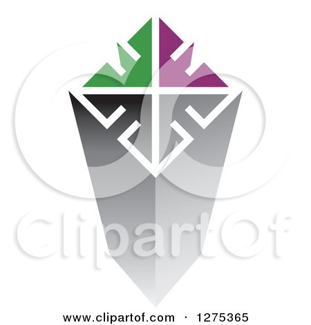 Clipart of a Gray Green and Purple Column - Royalty Free Vector Illustration by Lal Perera