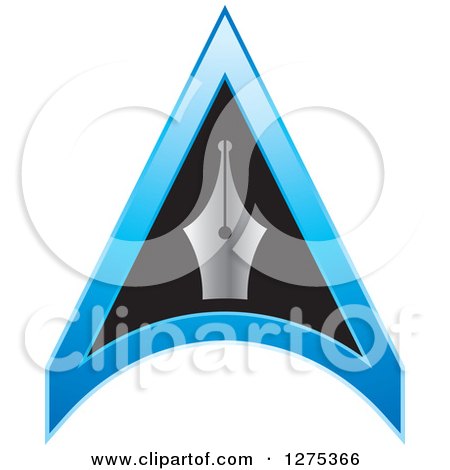 Clipart of a Pen Tip in a Blue and Black Triangle - Royalty Free Vector Illustration by Lal Perera