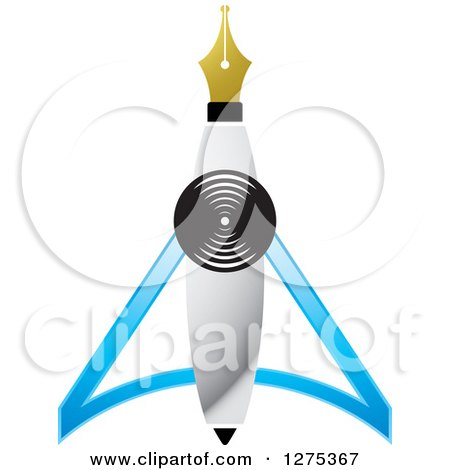 Clipart of a Pen over a Triangle - Royalty Free Vector Illustration by Lal Perera