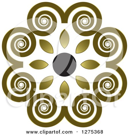 Clipart of a Swirl and Flower Circle - Royalty Free Vector Illustration by Lal Perera