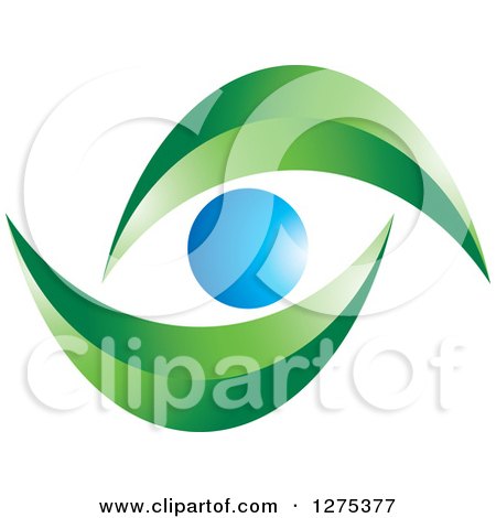 Clipart of a Blue and Green Abstract Eye - Royalty Free Vector Illustration by Lal Perera