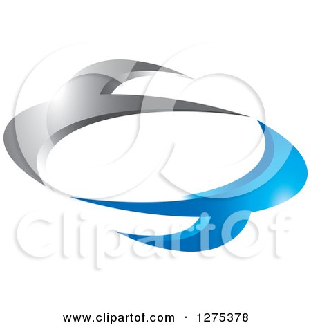 Clipart of a Silver and Blue Abstract Speech Balloon - Royalty Free Vector Illustration by Lal Perera