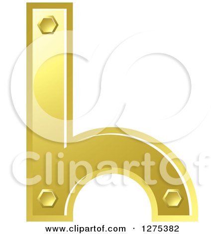 Clipart of a Gold Metal Letter H - Royalty Free Vector Illustration by Lal Perera