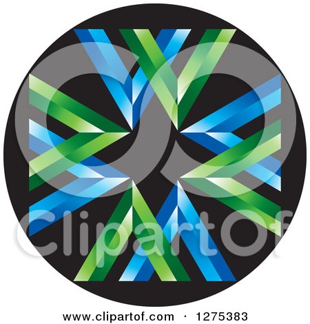 Clipart of a Blue and Green Design on a Black Icon - Royalty Free Vector Illustration by Lal Perera