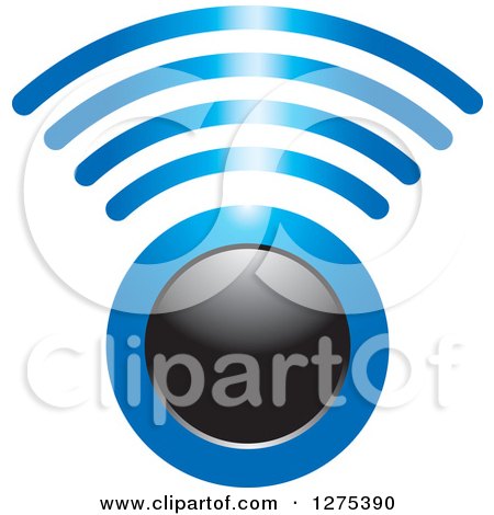 Clipart of a Black Circle and Blue Signal - Royalty Free Vector Illustration by Lal Perera
