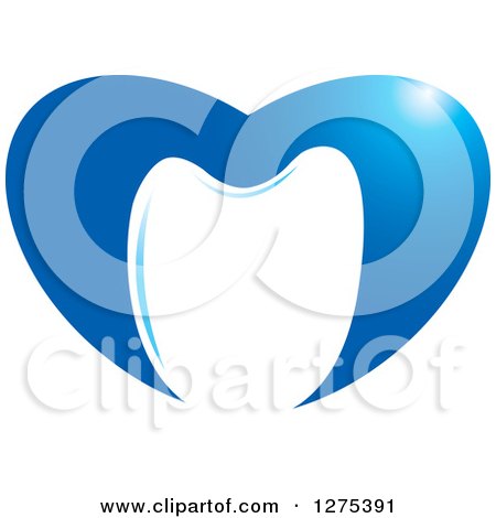 Clipart of a Blue Heart and Tooth Design - Royalty Free Vector Illustration by Lal Perera