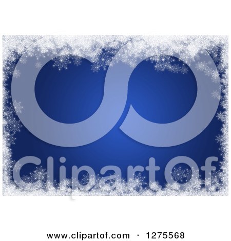 Clipart of a Blue Christmas Background with a Border of White Snowflakes - Royalty Free Illustration by KJ Pargeter
