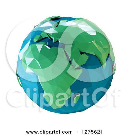Clipart of a 3d Poly Earth Featuring Africa over White - Royalty Free Illustration by Mopic