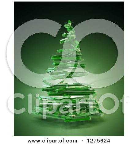 Clipart of a 3d Abstract Christmas Tree with Light on Green - Royalty Free Illustration by Mopic