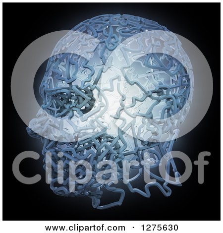 Clipart of a 3d Human Head Made of Wires on Black - Royalty Free Illustration by Mopic
