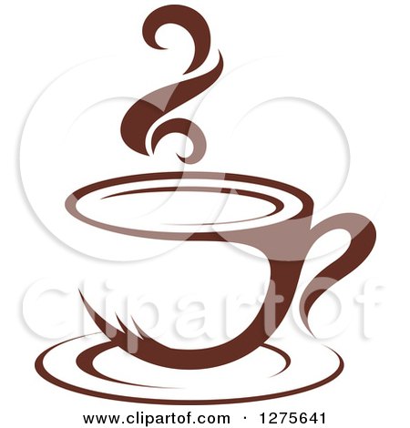 Clipart of a Dark Brown and White Steamy Coffee Cup 23 - Royalty Free Vector Illustration by Vector Tradition SM