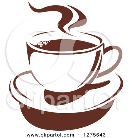 Clipart of a Dark Brown and White Steamy Coffee Cup 25 - Royalty Free Vector Illustration by Vector Tradition SM