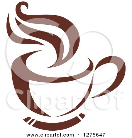 Clipart of a Dark Brown and White Steamy Coffee Cup 15 - Royalty Free Vector Illustration by Vector Tradition SM