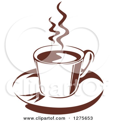 Clipart of a Dark Brown and White Steamy Coffee Cup 21 - Royalty Free Vector Illustration by Vector Tradition SM