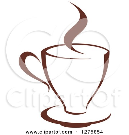 Clipart of a Dark Brown and White Steamy Coffee Cup 22 - Royalty Free Vector Illustration by Vector Tradition SM