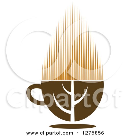 Clipart of a Leafy Brown Tea Cup 14 - Royalty Free Vector Illustration by Vector Tradition SM
