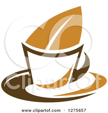 Clipart of a Leafy Brown Tea Cup 22 - Royalty Free Vector Illustration by Vector Tradition SM