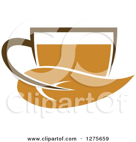 Clipart of a Leafy Brown Tea Cup 15 - Royalty Free Vector Illustration by Vector Tradition SM