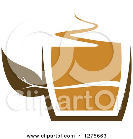 Clipart of a Leafy Brown Tea Cup 19 - Royalty Free Vector Illustration by Vector Tradition SM