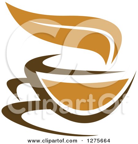 Clipart of a Leafy Brown Tea Cup 20 - Royalty Free Vector Illustration by Vector Tradition SM