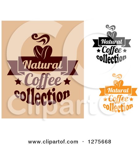 Clipart of Natural Coffee Collection Text Designs - Royalty Free Vector Illustration by Vector Tradition SM