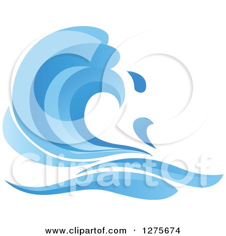Clipart of a Blue Splashing Ocean Surf Wave 8 - Royalty Free Vector Illustration by Vector Tradition SM