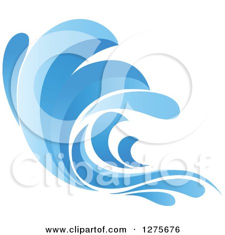 Clipart of a Blue Splashing Ocean Surf Wave 10 - Royalty Free Vector Illustration by Vector Tradition SM