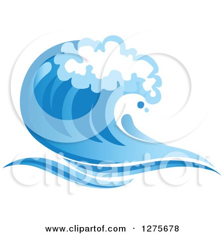 Clipart of a Blue Splashing Ocean Surf Wave 12 - Royalty Free Vector Illustration by Vector Tradition SM