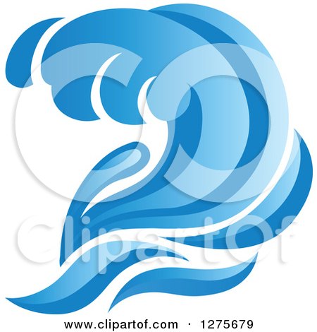 Clipart of a Blue Splashing Ocean Surf Wave 13 - Royalty Free Vector Illustration by Vector Tradition SM