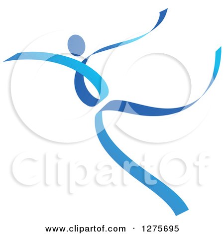 Clipart of a Gradient Blue Person Dancing - Royalty Free Vector Illustration by Vector Tradition SM