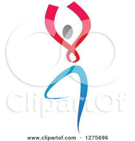 Clipart of a Red Blue and Gray Ribbon Person Dancing - Royalty Free Vector Illustration by Vector Tradition SM