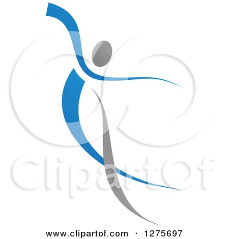 Clipart of a Blue and Gray Ribbon Person Dancing - Royalty Free Vector Illustration by Vector Tradition SM