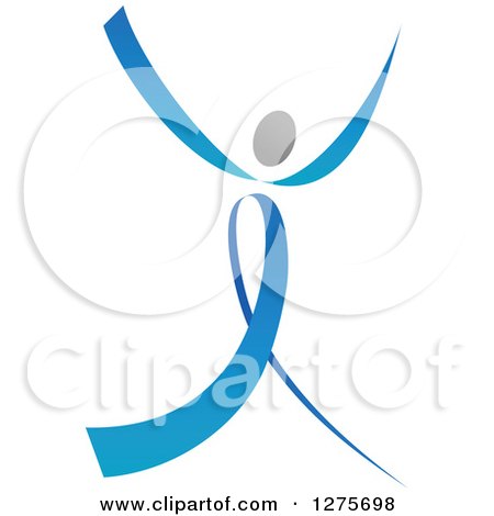 Clipart of a Blue and Gray Ribbon Person Dancing 2 - Royalty Free Vector Illustration by Vector Tradition SM