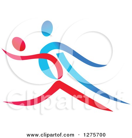 Clipart of a Blue and Red Couple Ballroom Dancing - Royalty Free Vector Illustration by Vector Tradition SM
