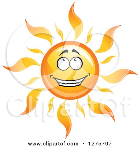 Clipart of a Happy Sun Smiling and Looking up - Royalty Free Vector Illustration by Vector Tradition SM
