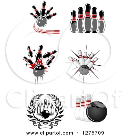 Clipart of Ten Pin Bowling Designs - Royalty Free Vector Illustration by Vector Tradition SM