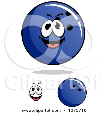 Clipart of Blue Bowling Balls and a Face - Royalty Free Vector Illustration by Vector Tradition SM