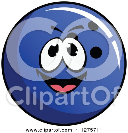 Clipart of a Happy Blue Bowling Ball Character - Royalty Free Vector Illustration by Vector Tradition SM