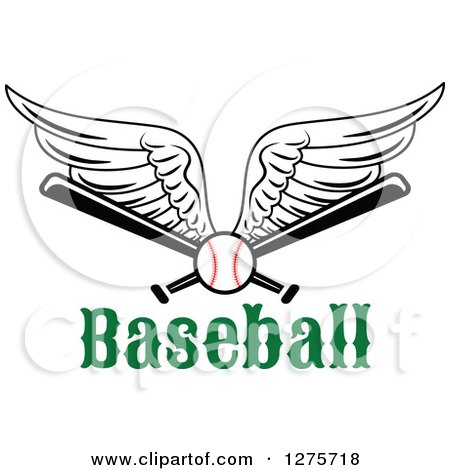 Clipart of a Winged Baseball and Bats over Text - Royalty Free Vector Illustration by Vector Tradition SM