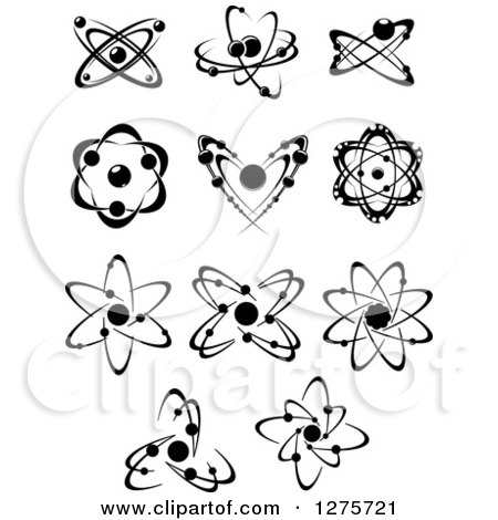 Clipart of Black and White Atoms 5 - Royalty Free Vector Illustration by Vector Tradition SM