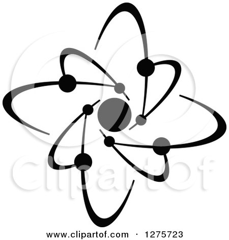 Clipart of a Black and White Atom 35 - Royalty Free Vector Illustration by Vector Tradition SM