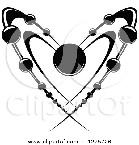 Clipart of a Black and White Heart Shaped Atom - Royalty Free Vector Illustration by Vector Tradition SM