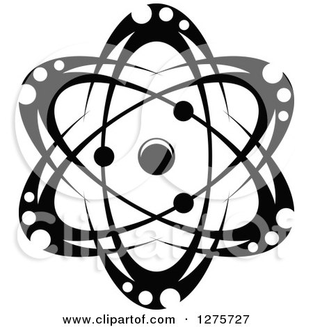 Clipart of a Black and White Atom 30 - Royalty Free Vector Illustration by Vector Tradition SM
