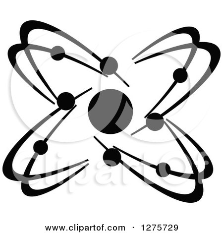 Clipart of a Black and White Atom 32 - Royalty Free Vector Illustration by Vector Tradition SM