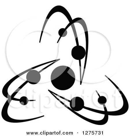 Clipart of a Black and White Atom 34 - Royalty Free Vector Illustration by Vector Tradition SM