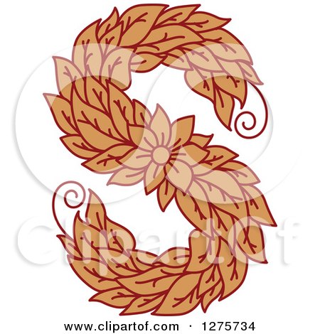 Clipart of a Floral Capital Letter S with a Flower - Royalty Free Vector Illustration by Vector Tradition SM