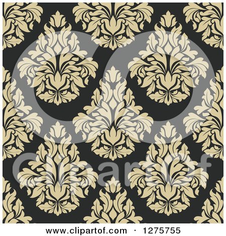 Clipart of a Seamless Pattern Background of Beige Damask - Royalty Free Vector Illustration by Vector Tradition SM