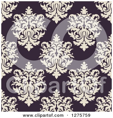 Clipart of a Seamless Pattern Background of Purple Damask - Royalty Free Vector Illustration by Vector Tradition SM