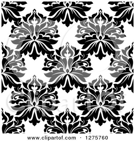 Clipart of a Seamless Pattern Background of Black and White Damask 4 - Royalty Free Vector Illustration by Vector Tradition SM