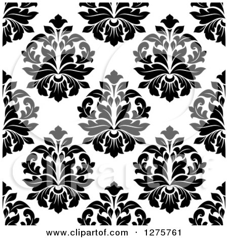Clipart of a Seamless Pattern Background of Black and White Damask 5 - Royalty Free Vector Illustration by Vector Tradition SM
